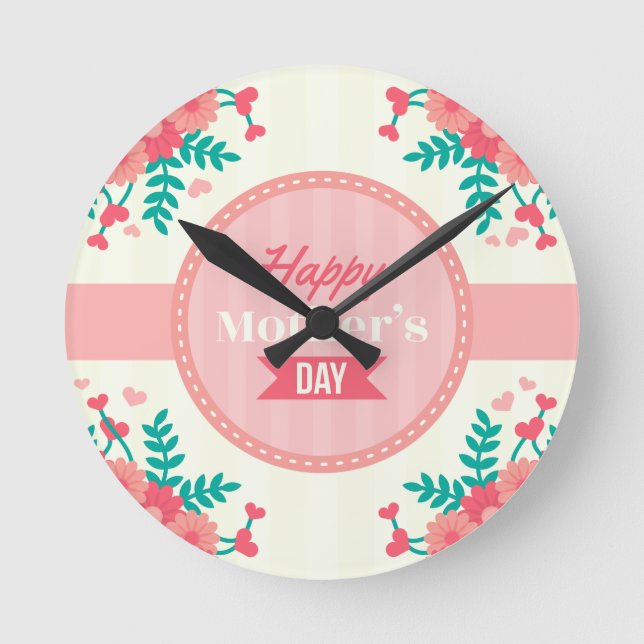 mothers day floral round clock (Front)
