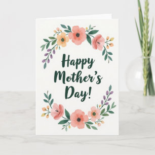 Mothers Day Floral Wreath Card