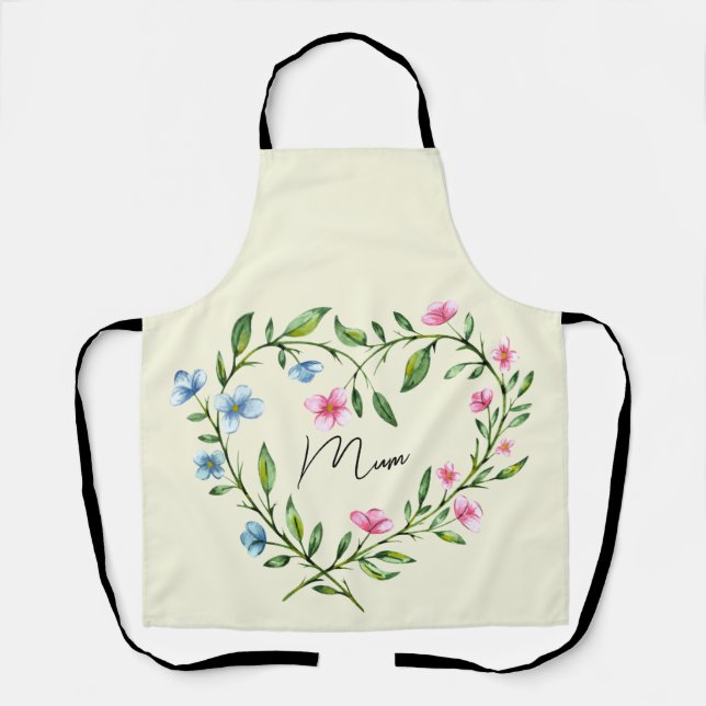 Mother's Day floral wreath natural botanical  Apron (Front)