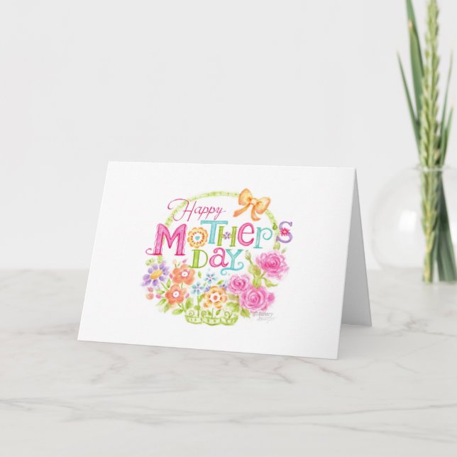 Mother's Day Flower Basket Bright Beautiful Card (Front)