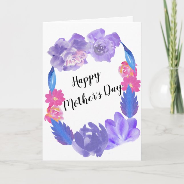 Mother's Day Flower Blue Floral Custom Design Card (Front)