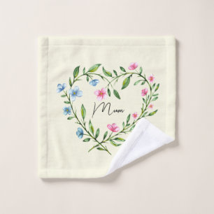 Mother's Day flower heart wreath Wash Cloth