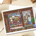 Mother's Day Flower Shop Watercolor Postcard<br><div class="desc">Send someone a special note with this floral themed [postcard featuring an original watercolor painting of a quaint, old town flower shop. The Blue Finch Flower Shop, created with the Mother's Day holiday in mind, features a beautiful window display of spring flower bouquets and even some special flower arrangements for...</div>