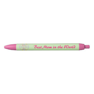 Mothers Day Flowers and Butterflies Custom Message Black Ink Pen