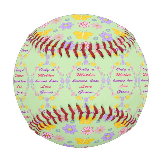 Mothers Day Flowers and Butterflies Patterned Baseball (Front)