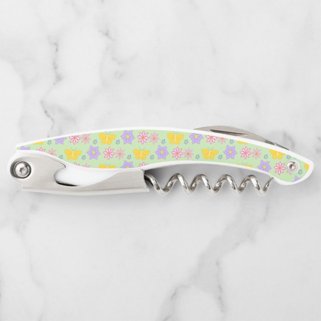 Mothers Day Flowers and Butterflies Patterned Corkscrew (Front)