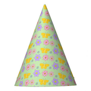Mothers Day Flowers and Butterflies Patterned Party Hat