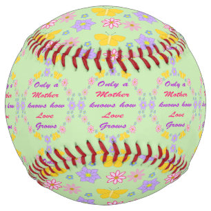 Mothers Day Flowers and Butterflies Patterned Softball