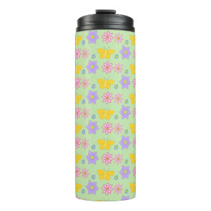 Mothers Day Flowers and Butterflies Patterned Thermal Tumbler