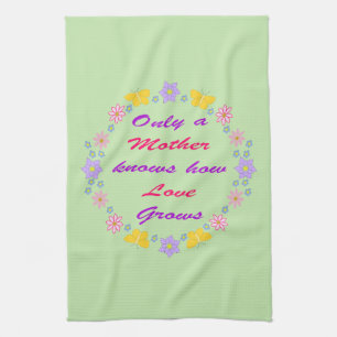Mothers Day Flowers and Butterflies Tea Towel