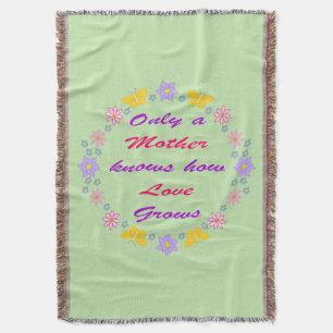 Mothers Day Flowers and Butterflies Throw Blanket