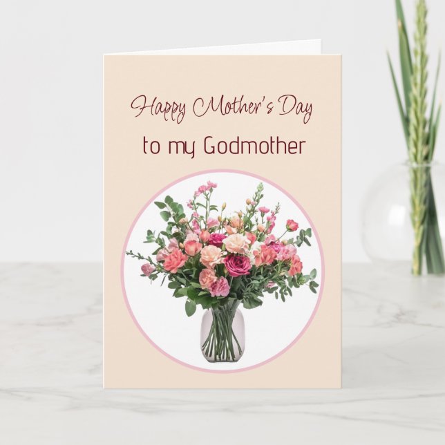 Mother's Day Flowers Bouquet for Godmother Card (Front)