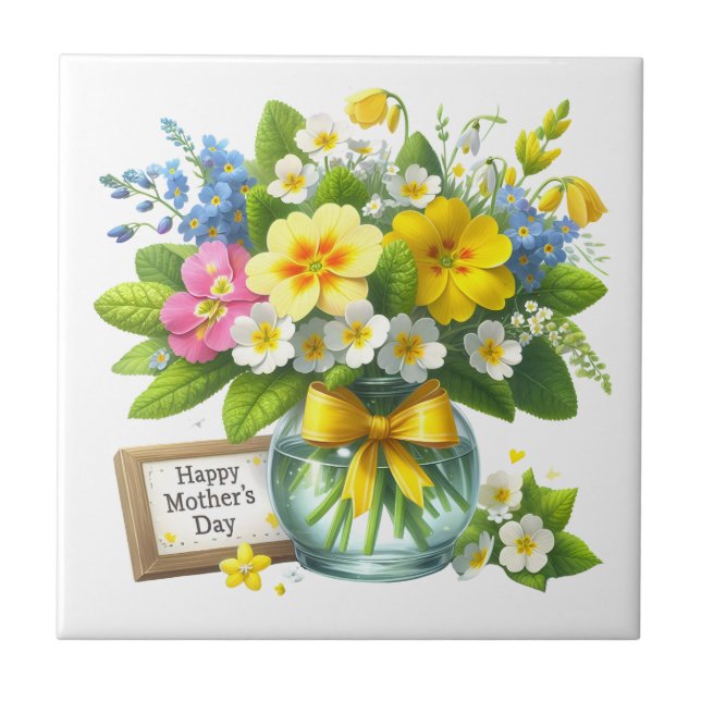 Mothers Day Flowers Ceramic Tile (Front)