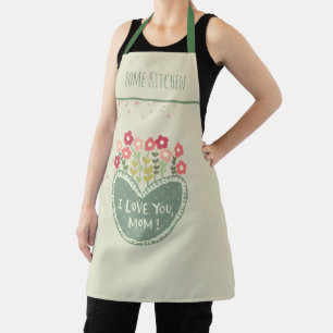 Mother's Day, Flowers in a love , Elegant, Simple Apron