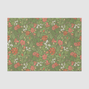 Mother's Day Flowers Red & White Green Foliage Tissue Paper