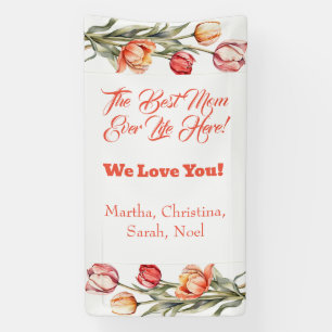 Mother's Day Flowers Tulips Watercolor.  Banne Banner