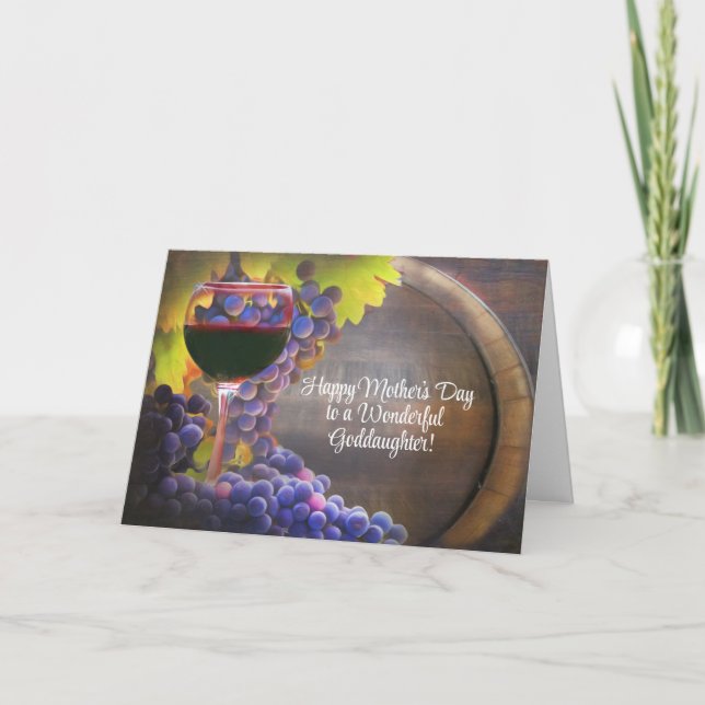 Mothers Day for Goddaughter Adult with Pretty Wine Holiday Card (Front)