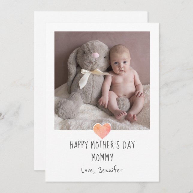 Mother's Day For Mommy Photo Holiday Card (Front/Back)