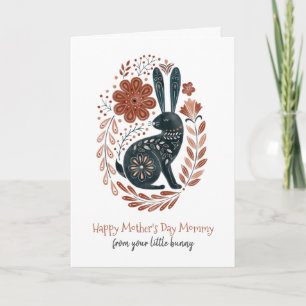 Mother's Day For Mommy Woodland Bunny Holiday Card