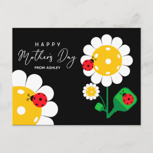 Mother's Day for Pickleball Mum, black Postcard