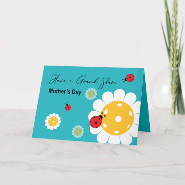 Mother's Day for Pickleball Mum, turquoise Card (Front)