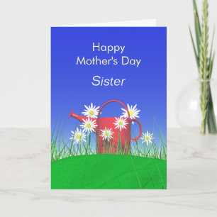Mothers Day for Sister Daisies and Watering Can Card