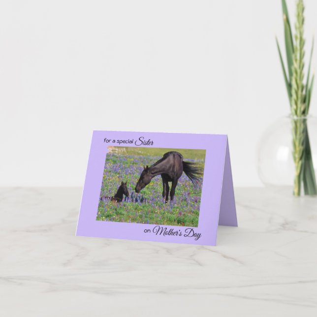 Mother's Day for Sister Mare & Foal Photo Note Card (Front)