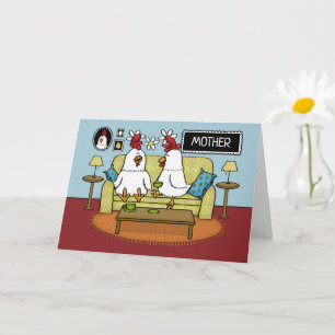 Mother's Day from Daughter Two Hens on Sofa Card