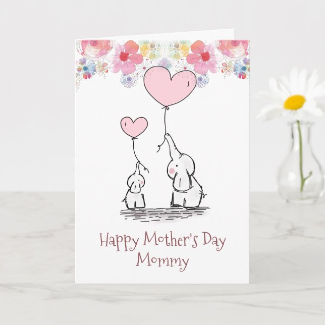 Mothers Day From Elephant Mum & Baby Card (Small Plant)