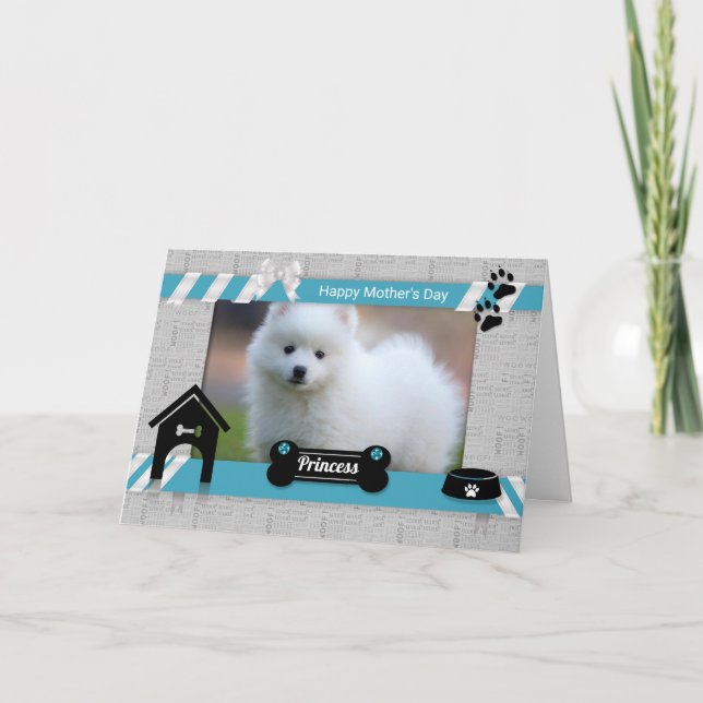 Mother's Day from the Dog Photo in Turquoise Blue Card (Front)