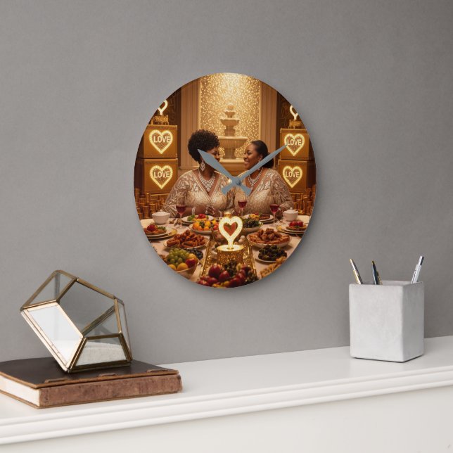 Mother's Day Fruit Caress K Large Clock (Office)
