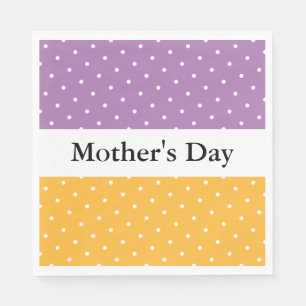 Mother's Day Fun Purple Yellow White Stripes Dots Napkin