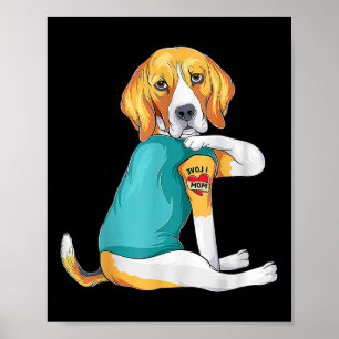 Mothers Day Funny Dog Mum Beagle I Love Mum Tattoo Poster