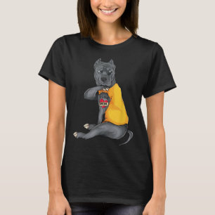 Mothers Day Funny Dog Pitbull I Love Mum Tattoo Gi T-Shirt