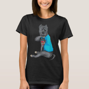 Mothers Day  Funny Dog Pitbull I Love Mum Tattoo T-Shirt