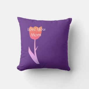 Mother's Day Gift 2022 Custom Text Purple Floral Cushion