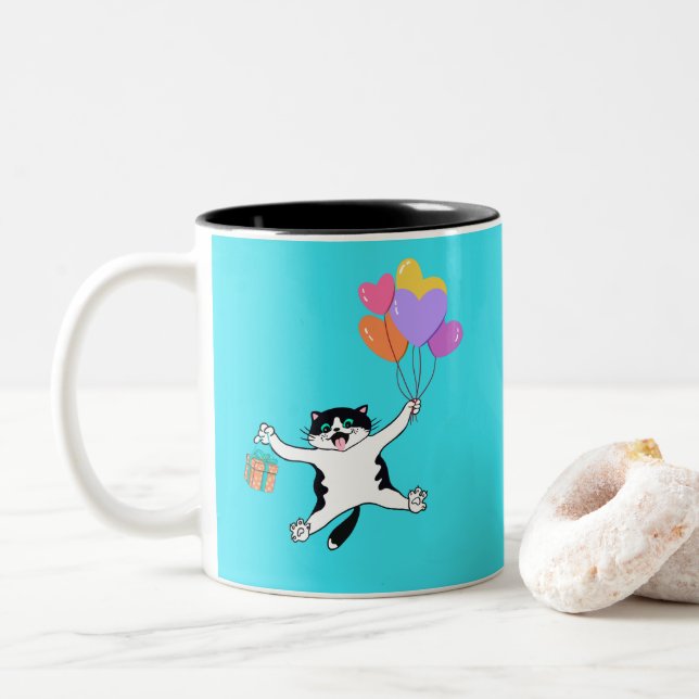 Mother's Day Gift Best Cat Mum Ever Personalised Two-Tone Coffee Mug (With Donut)