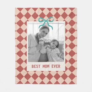 Mother's Day Gift Best Mom Custom Photo Diamond Fleece Blanket