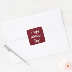 Mother's Day gift deep red stylish script Square Sticker