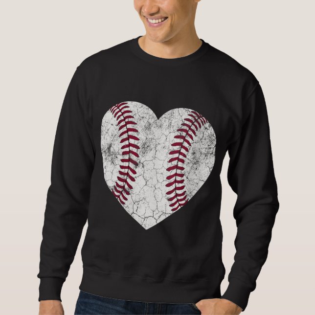 Mother's Day Gift Distressed Heart Baseball Heart  Sweatshirt (Front)
