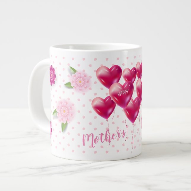 Mother's Day Gift Floral Ornament Decoration Large Coffee Mug (Front Left)