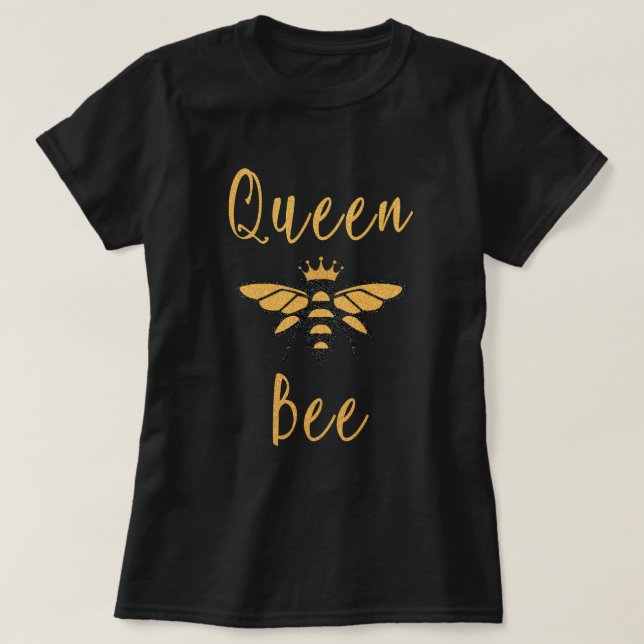 Mothers Day Gift Gold Queen Bee T-Shirt (Design Front)