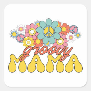 Mother's Day Gift Groovy Mama Square Sticker