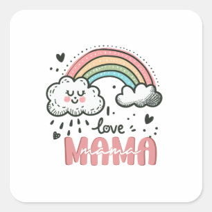 Mother's Day Gift I Love Mama Square Sticker