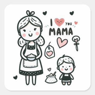 Mother's Day Gift I Love You Mama Square Sticker