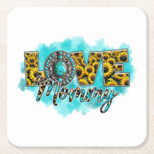 Mother's Day Gift   Love Floral Mummy Square Paper Coaster