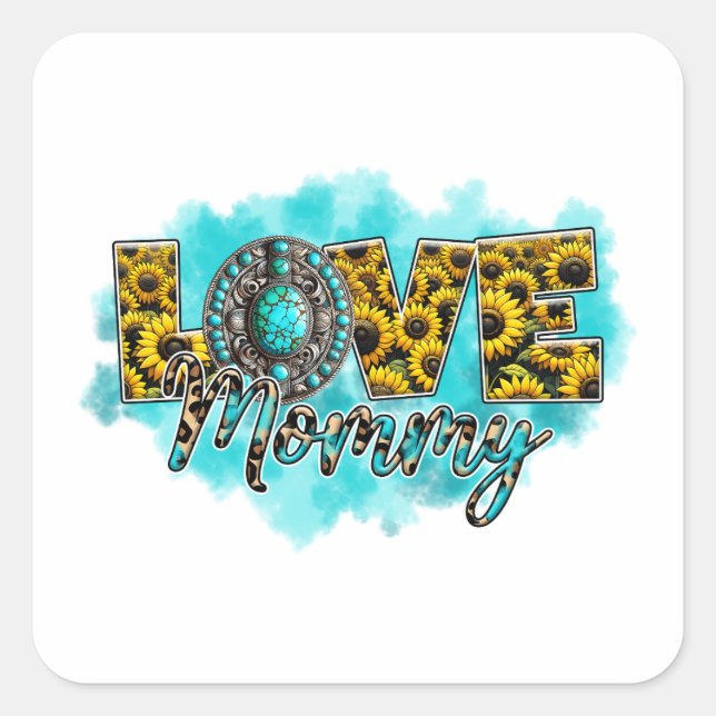 Mother's Day Gift | Love Floral Mummy Square Sticker (Front)