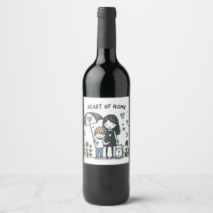 Mother's Day Gift Mum Is Heart Of Home Wine Label