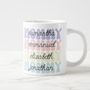 Mother's Day Gift Mummy Retro Kids Names Large Coffee Mug