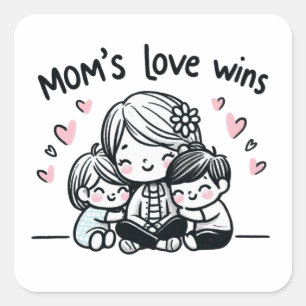 Mother's Day Gift   Mum's Love Wins Square Sticker